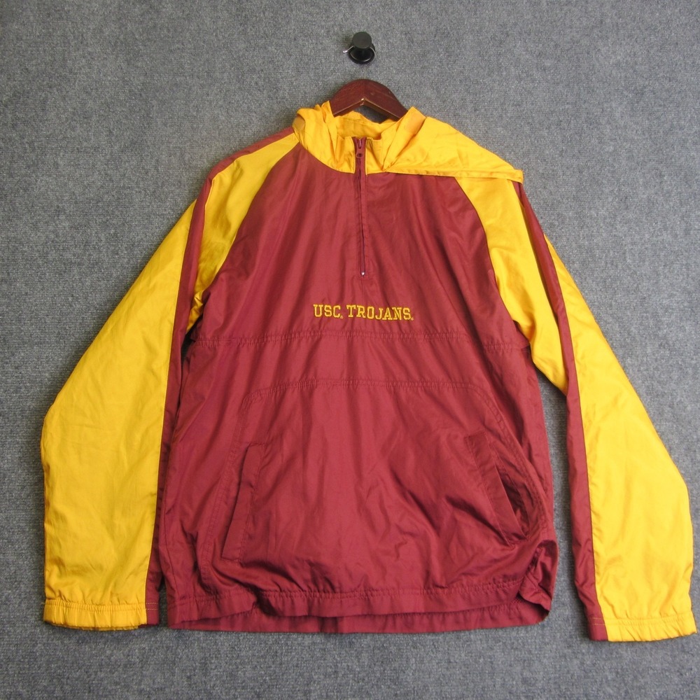 USC Trojans Jacket Boys Red XL 16/18 Pullover Hooded Windbreaker Retro 2000s Y2K